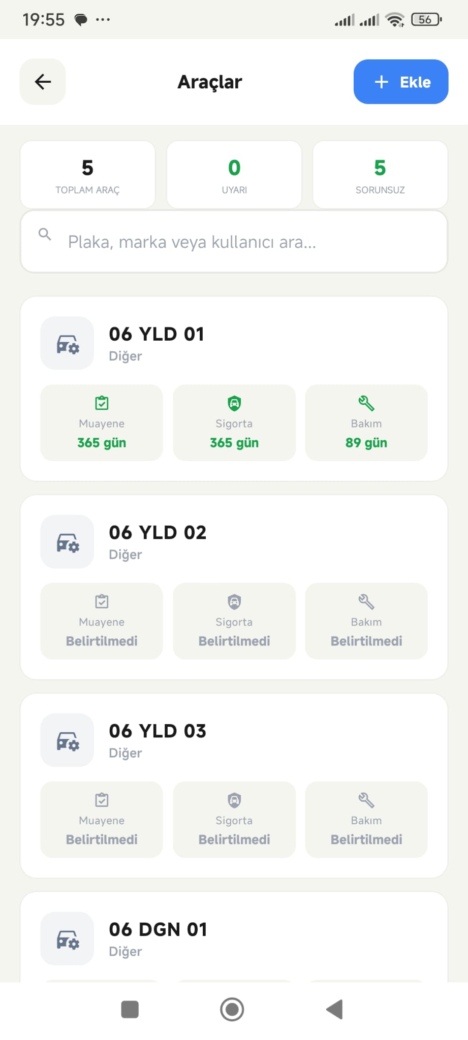 Araçlar Ekran Görüntüsü