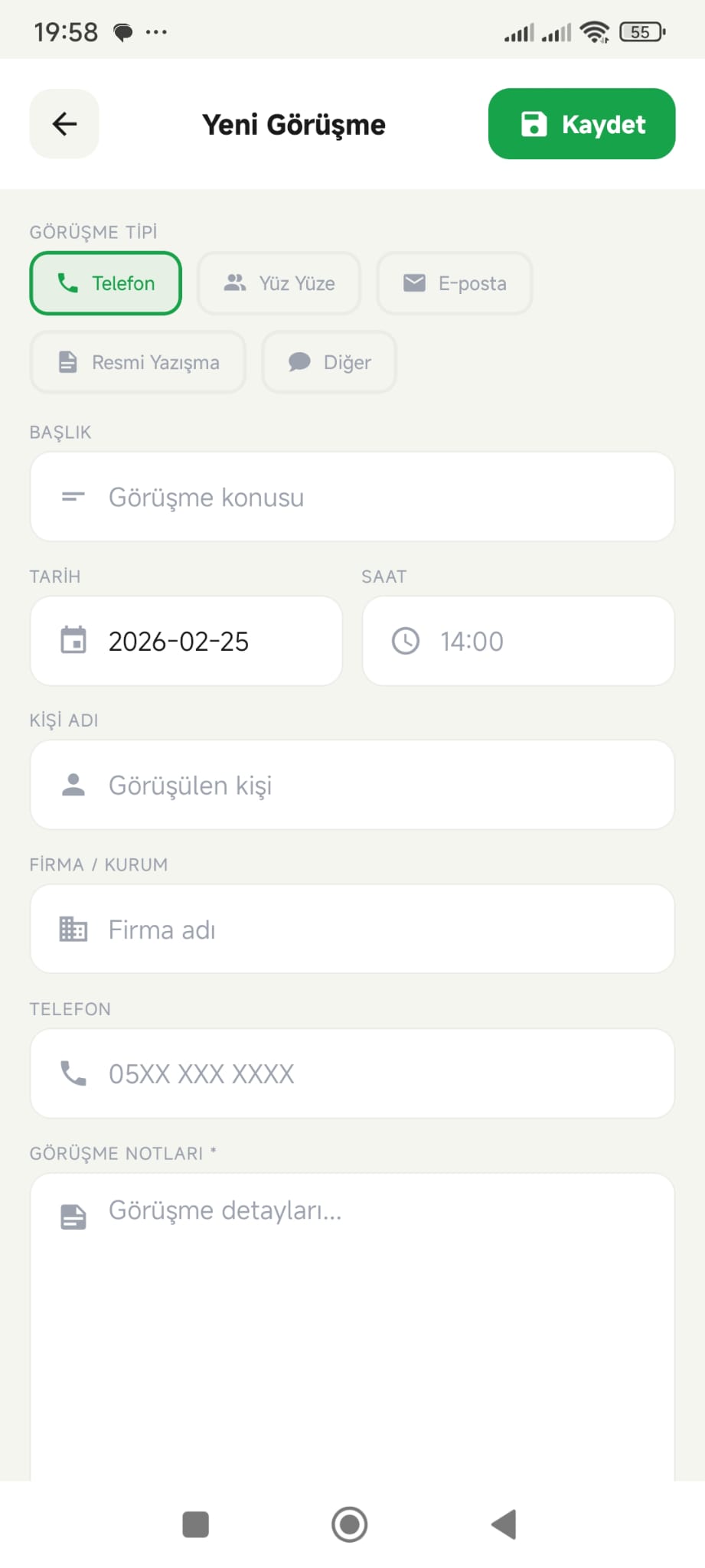 Görüşmeler Ekran Görüntüsü