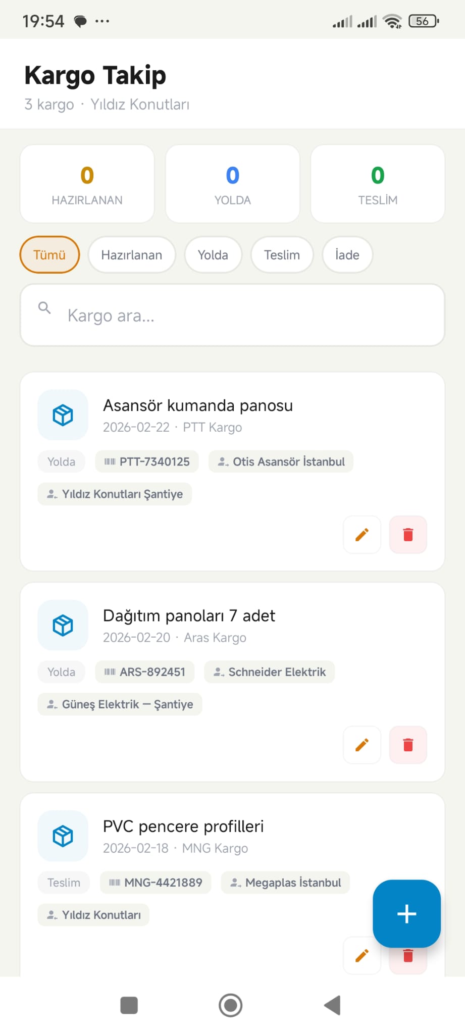 Kargo Takip Ekran Görüntüsü