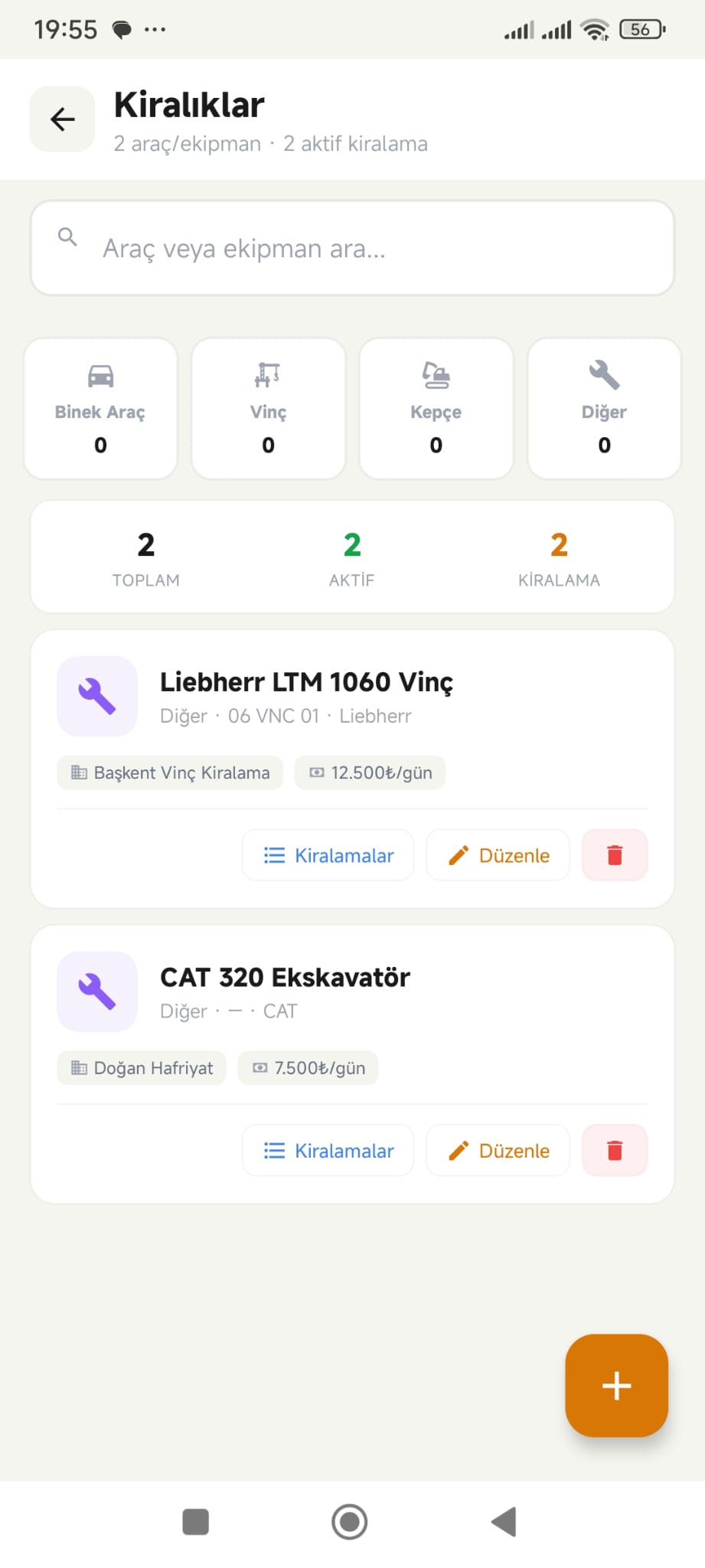 Kiralık Araçlar Ekran Görüntüsü