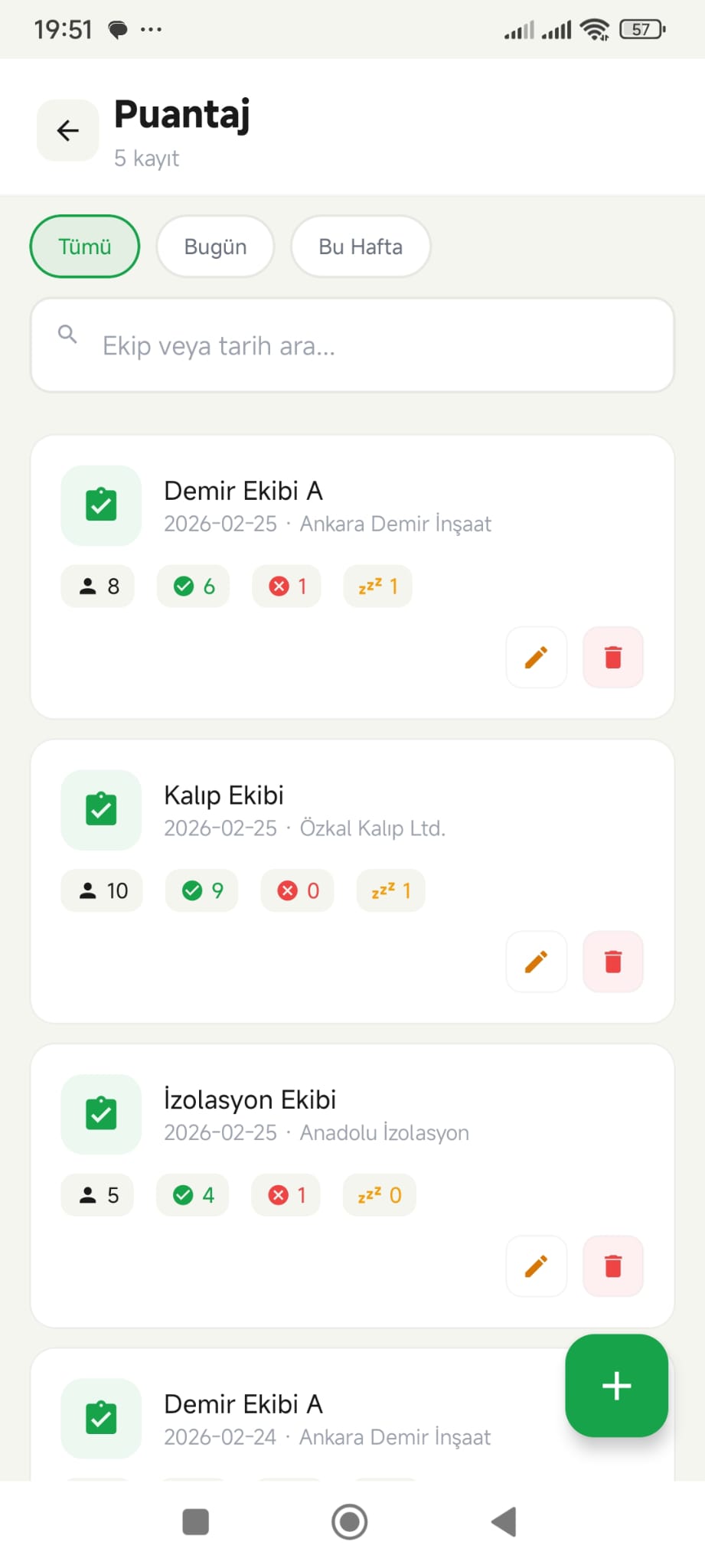 Puantaj Ekran Görüntüsü