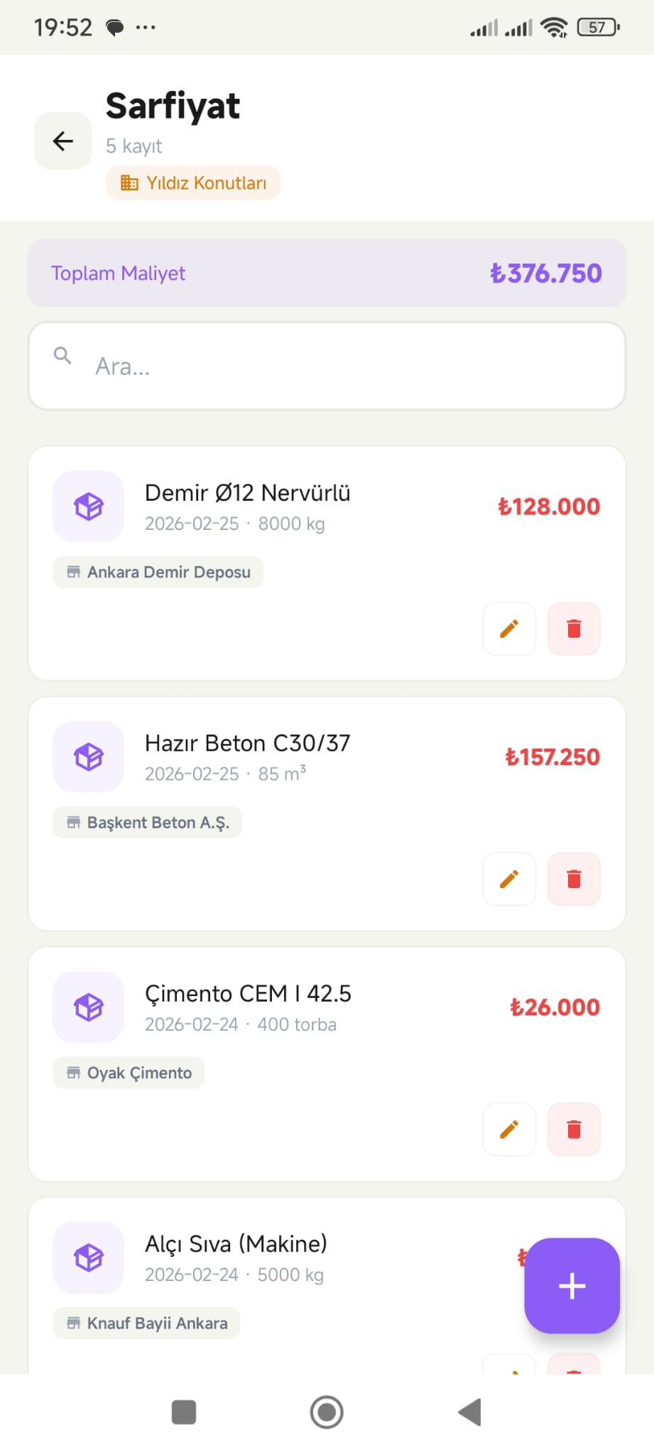 Sarfiyat Ekran Görüntüsü